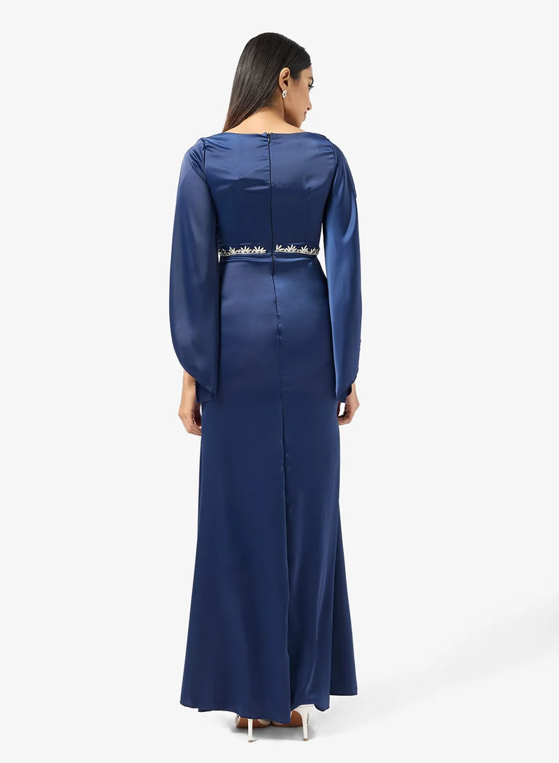 Khizana Embellished Dress With Slit Sleeves